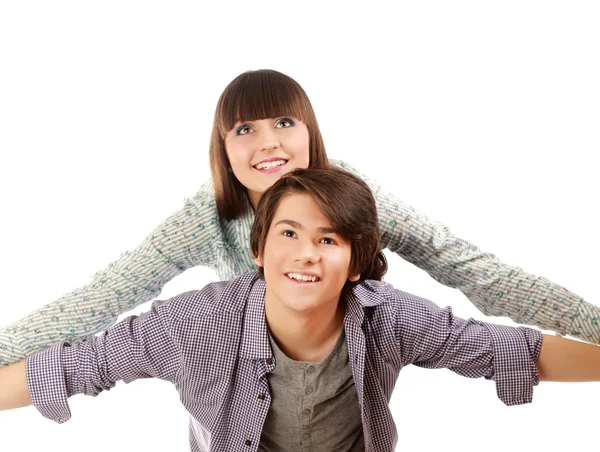 Portrait of young happy smiling couple — Stock Photo, Image