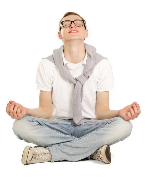 A young guy sitting on the floor — Stock Photo, Image