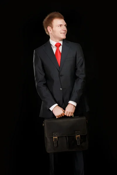 Portrait of successful business man with bag — Stock Photo, Image