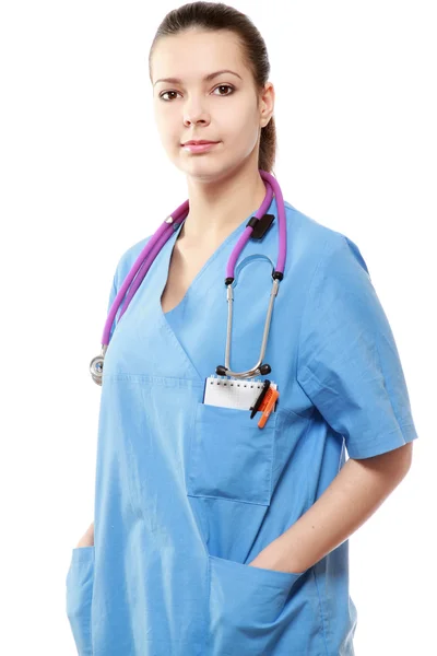 Une femme médecin avec un stéthoscope — Photo