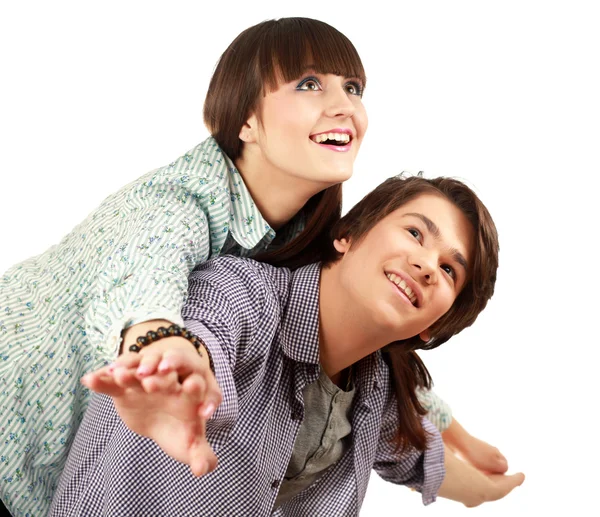 Portrait of young happy couple — Stock Photo, Image