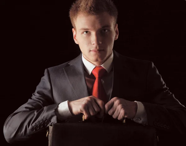 Successful business man with bag — Stock Photo, Image