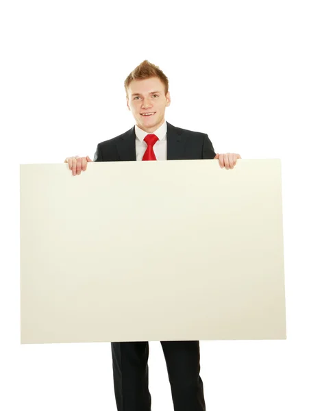 A business man with an empty blank — Stock Photo, Image