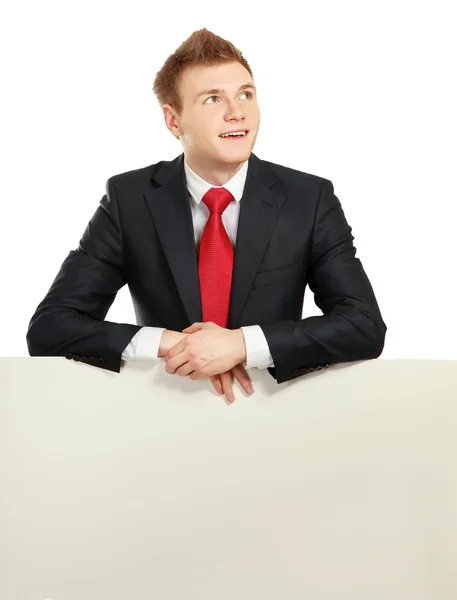 A business man with an empty blank — Stock Photo, Image