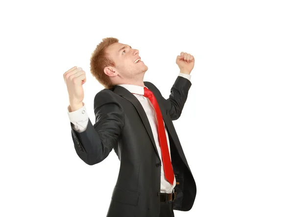 Young business man hold fist — Stock Photo, Image