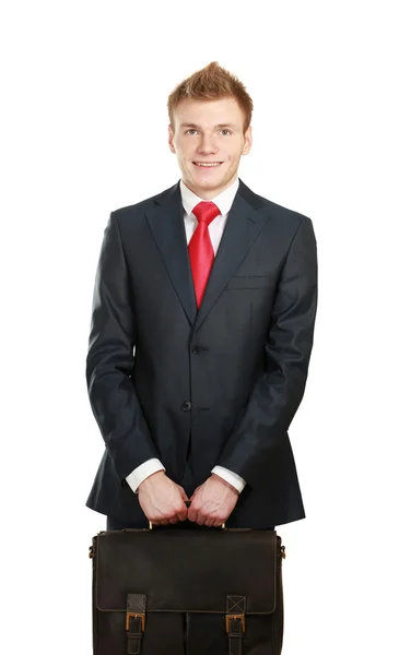 Portrait of successful business man with bag — Stock Photo, Image