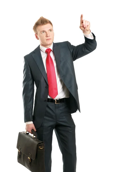 A young man showing something — Stock Photo, Image