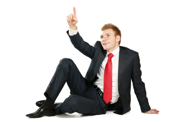 Relaxed mature business man sitting on the floor — Stock Photo, Image