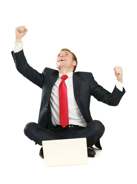 Young businessman working on laptop — Stock Photo, Image