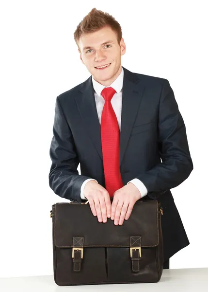 Portrait of successful business man with bag — Stock Photo, Image