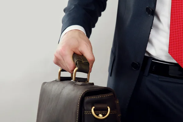 Portrait of successful business man with bag — Stock Photo, Image