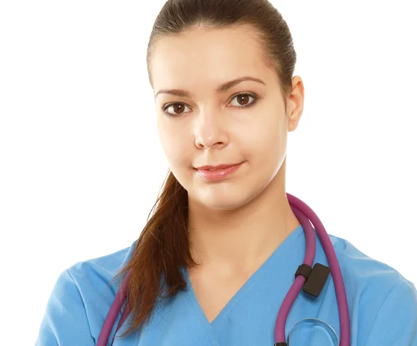 En kvinnlig läkare med stetoskop — Stockfoto