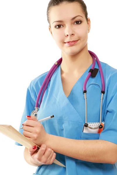 Un medico donna con una cartella — Foto Stock