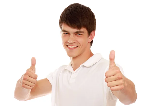 A young handsome guy showing ok — Stock Photo, Image