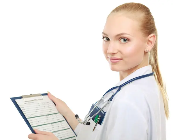 A female doctor with a folder — Stock Photo, Image