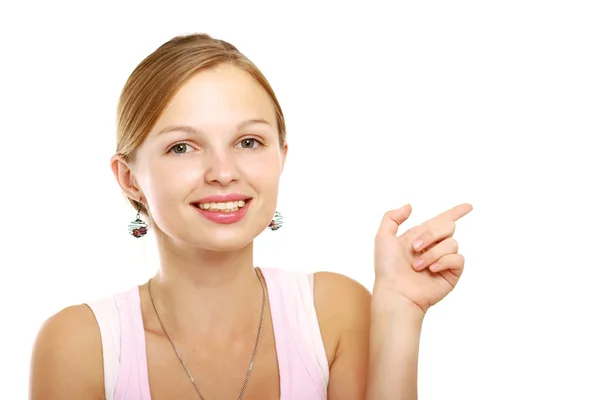 Beautiful woman making silence sign — Stock Photo, Image