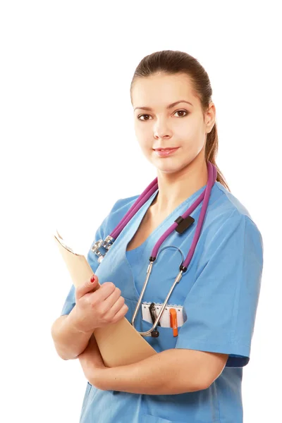 Kobieta lekarz z folderem — Zdjęcie stockowe