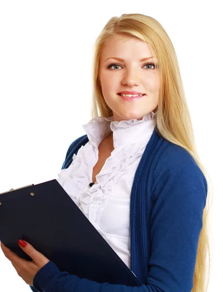 Portrait of the business woman with folder — Stock Photo, Image