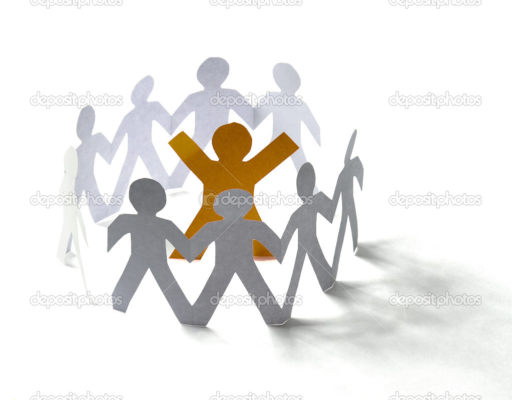 White paper people standing in a cycle