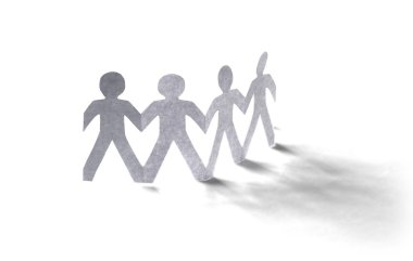 White paper people standing in a cycle clipart