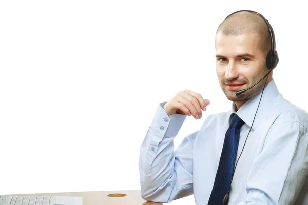 Un jeune homme d'affaires avec un casque — Photo