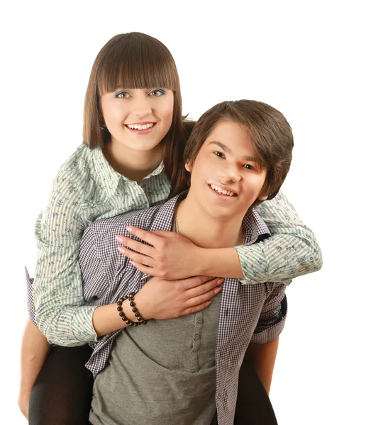 Retrato de jovem feliz casal sorridente — Fotografia de Stock