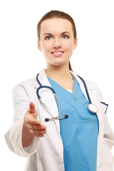 A female doctor's handshake — Stock Photo, Image