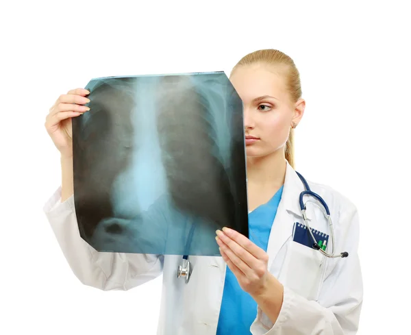 Ritratto ravvicinato di una dottoressa con una radiografia . — Foto Stock