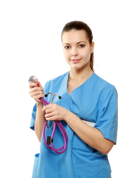 Een vrouwelijke arts met een stethoscoop — Stockfoto