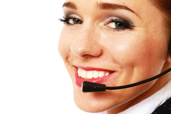 Closeup of a smiling customer service girl — Stock Photo, Image