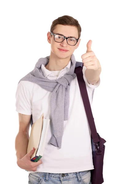 Retrato de un universitario con libro — Foto de Stock