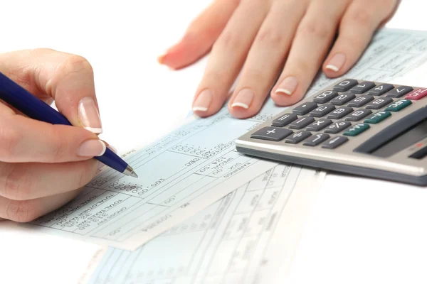 Female hands of a business lady working — Stock Photo, Image