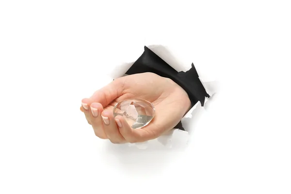 A female hand with a diamond — Stock Photo, Image