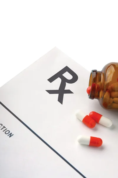 Pills on a RX prescription — Stock Photo, Image