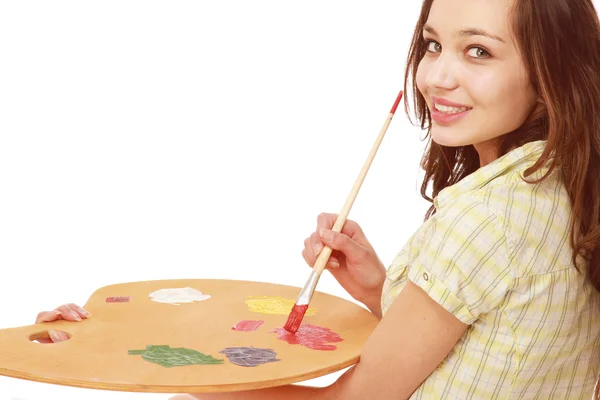 A young girl woth a palette — Stock Photo, Image