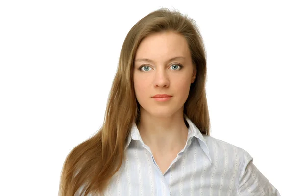 A young woman in a white blouse — Stock Photo, Image