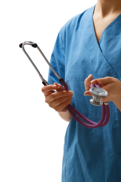 Female doctor or a nurse with a stethoscope — Stock Photo, Image