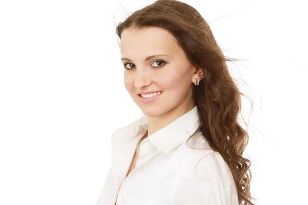 Closeup portait of a young smiling woman — Stock Photo, Image