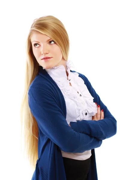A beautiful woman standing with her arms crossed — Stock Photo, Image