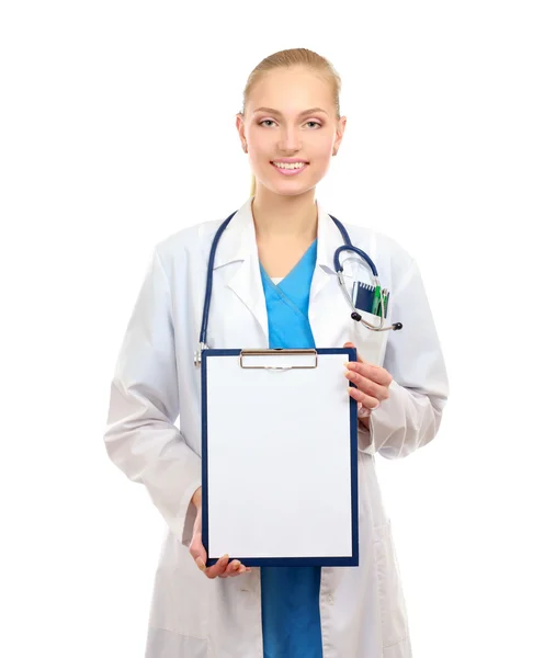 A female doctor with a folder — Stock Photo, Image