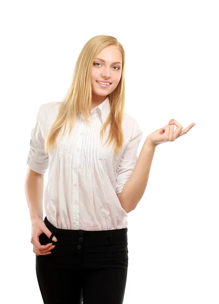 A young woman pointing — Stock Photo, Image