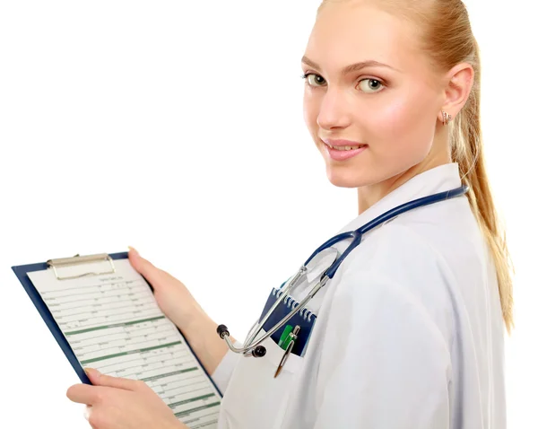 A female doctor with a folder — Stock Photo, Image