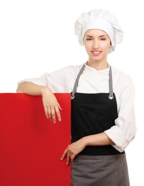 mutlu kadın aşçı veya baker