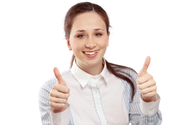 A young woman showing ok — Stock Photo, Image