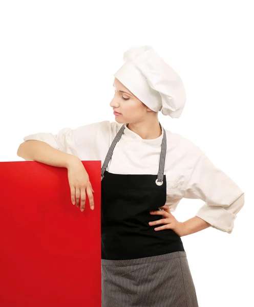 Mulher feliz cozinheiro ou padeiro — Fotografia de Stock