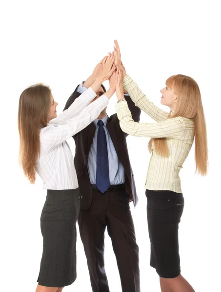 Closeup portrait of business people giving high five — Stock Photo, Image