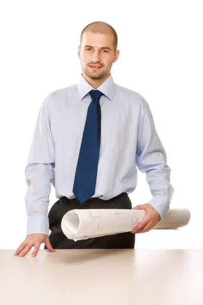 A young office worker with a draft — Stock Photo, Image
