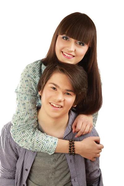 Retrato de jovem feliz casal sorridente — Fotografia de Stock