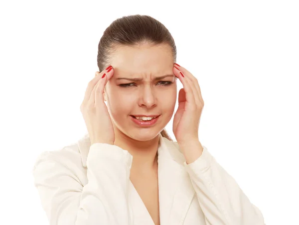 Kobieta o ból głowy — Zdjęcie stockowe