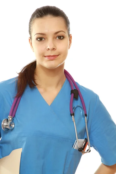 Closeup portrait of a young female doctor smiling — Stock Photo, Image